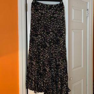 Ganni Sheer Floral Flowy Maxi Skirt with Zipper